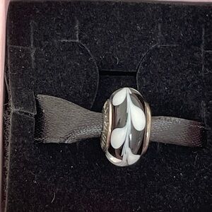 Authentic Pandora Black & White Swirl Murano glass charm